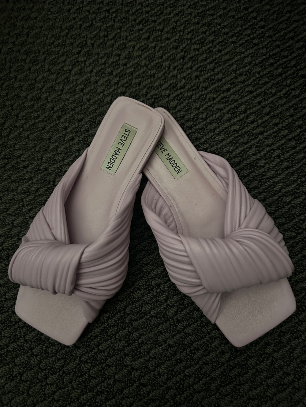 Steve Madden Lilac Ruched Knotted Mentor Slide Sandals